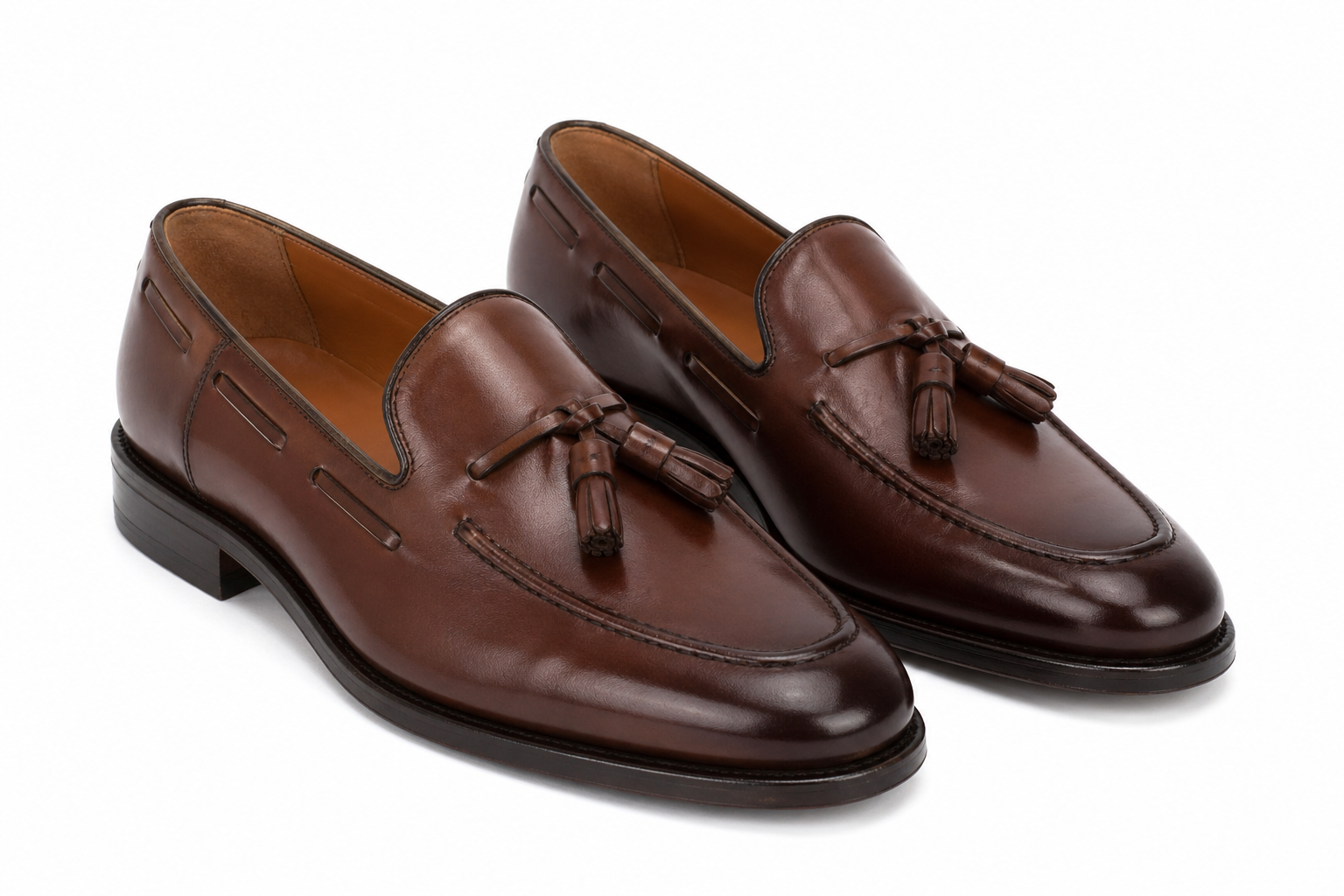 Brown Leather Barbican Tassel Loafers