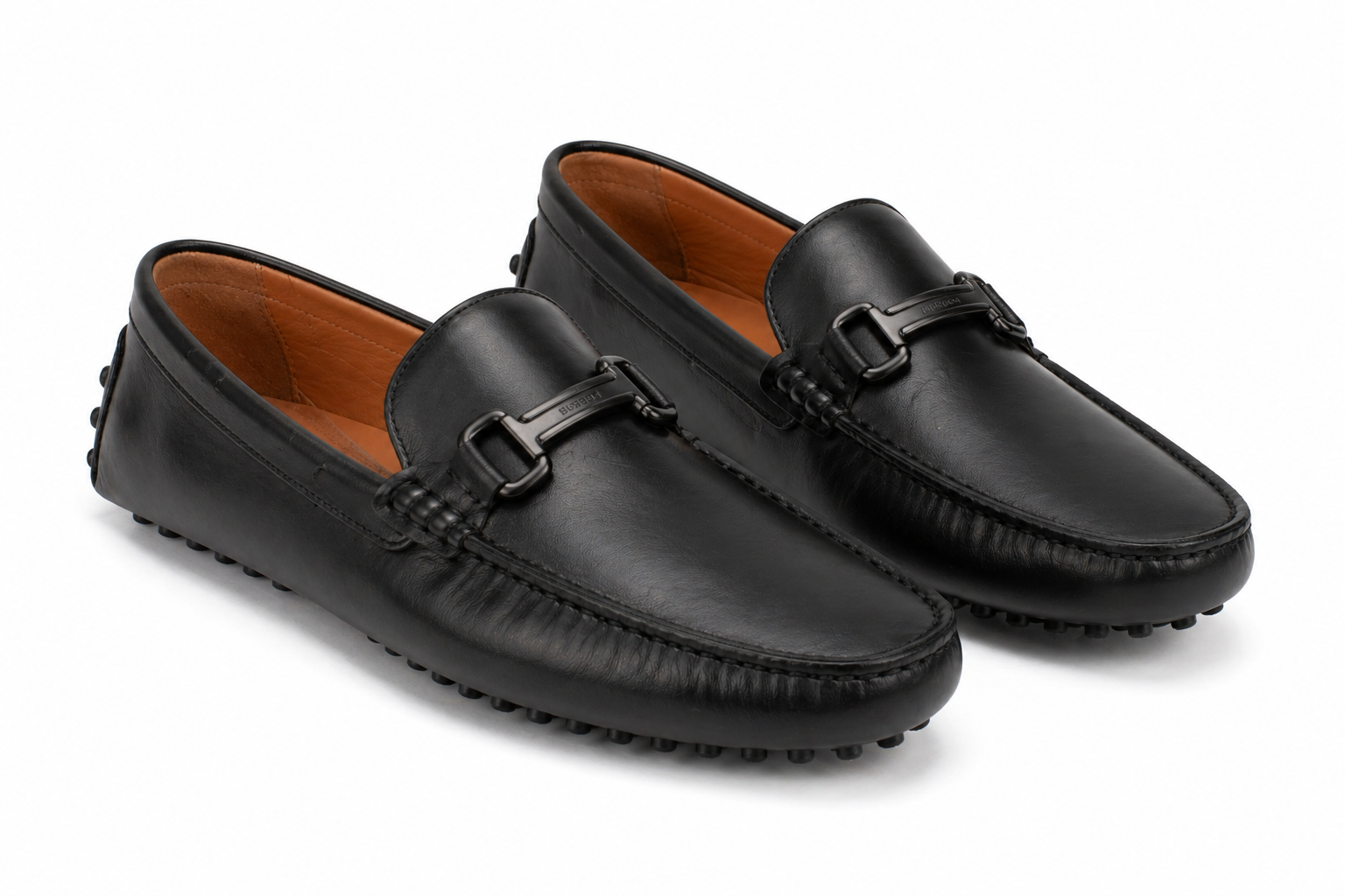 Black Leather Burgos Driving Loafers