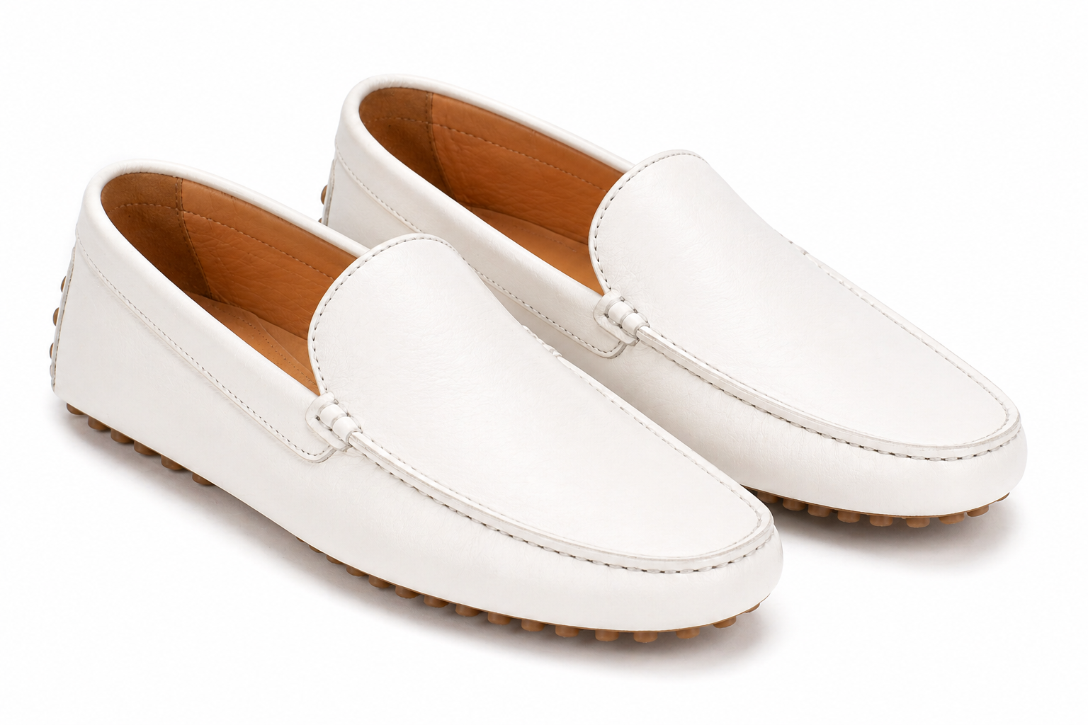 White Leather Ivory Ease Slip-On Loafers