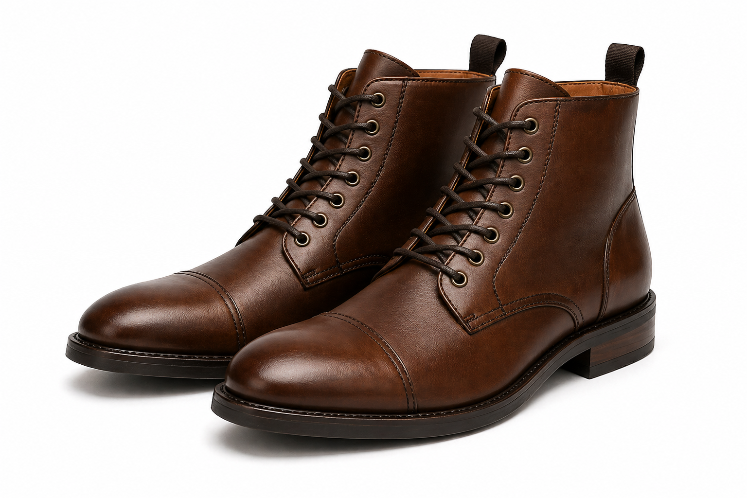 Brown Leather Classic Lace-Up Ankle Boots