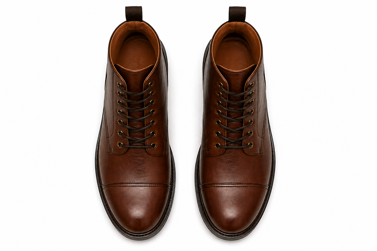 Brown Leather Classic Lace-Up Ankle Boots