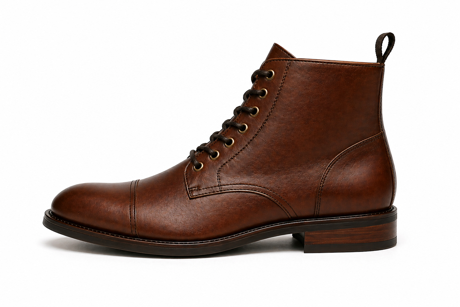 Brown Leather Classic Lace-Up Ankle Boots