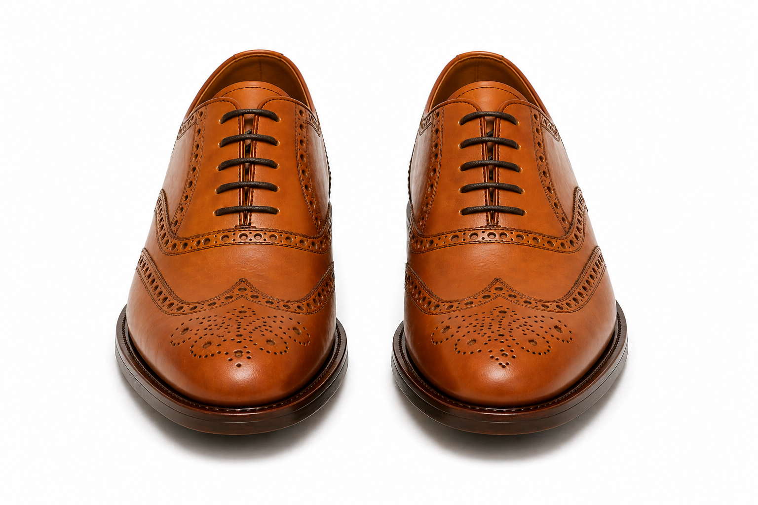 Tan Leather Cedarain Brogue Wingtip Oxford Shoes