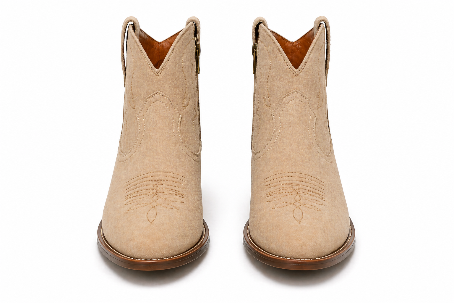 Beige Suede Bastrop Slip-On Zipper Western Cowboy Boots