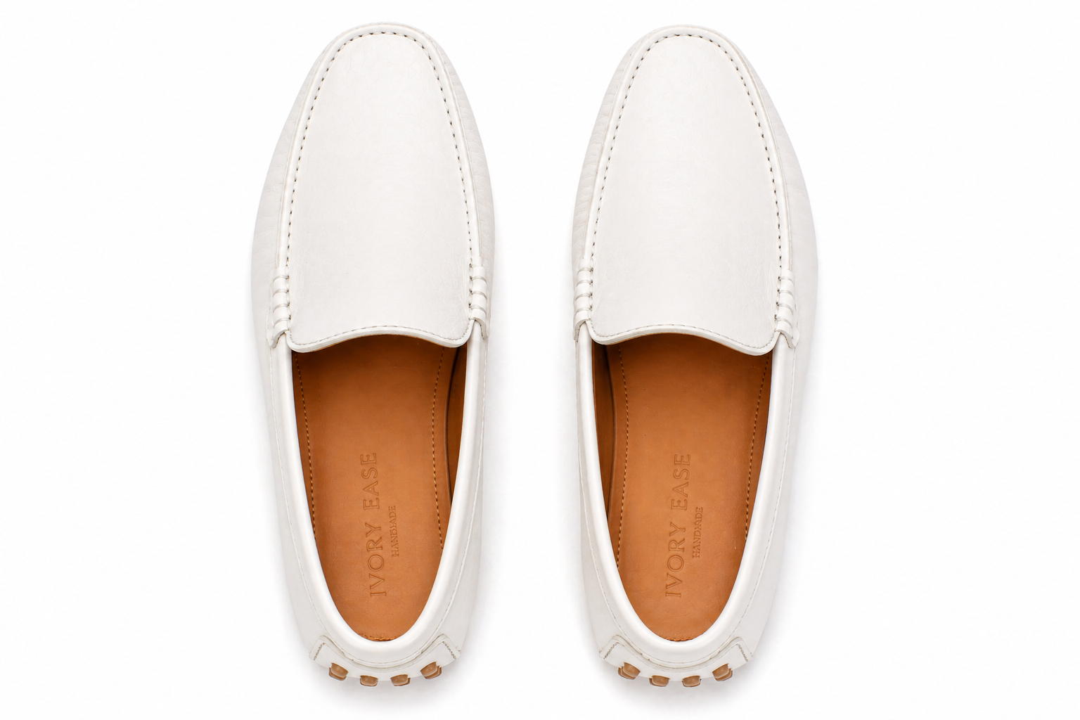 White Leather Ivory Ease Slip-On Loafers
